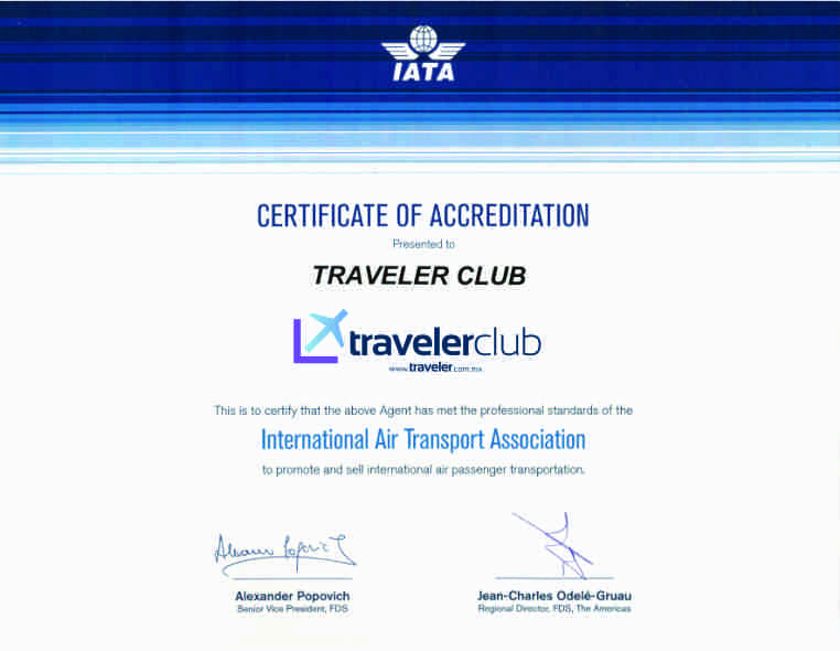 certificado y reconocimiento por IATA
